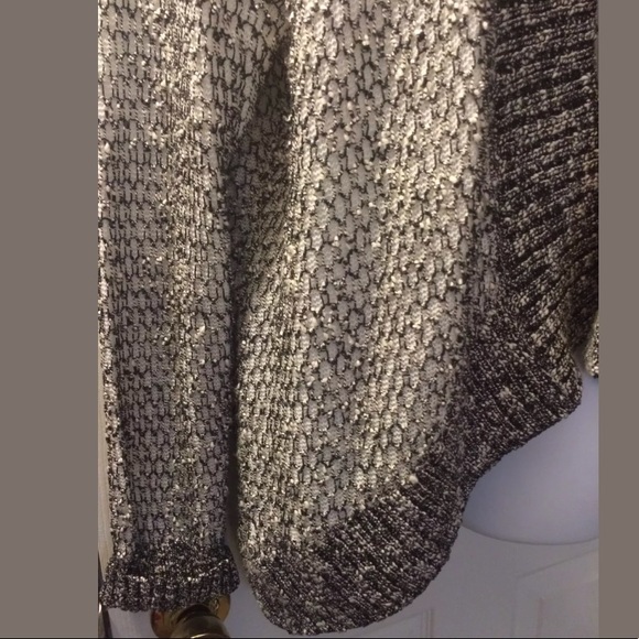 CHICOS Black White Mixed Knit Open front cardigan sweater Layering Piece Classic - Picture 6 of 9